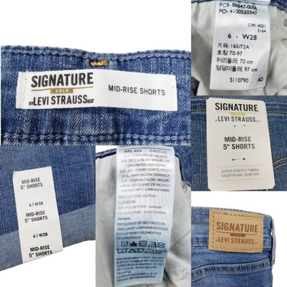 Signature by Levi's Womens Blue Mid Rise Denim Jean Shorts Size 6 NWT - Picture 3 of 3